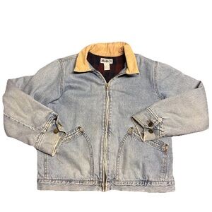 Haik’s Jean Jacket Size Large 100% Cotton Corduroy Collar Flannel Lined Flawed